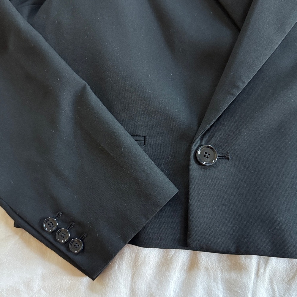 Mango Cropped Black Blazer Jacket - image 3